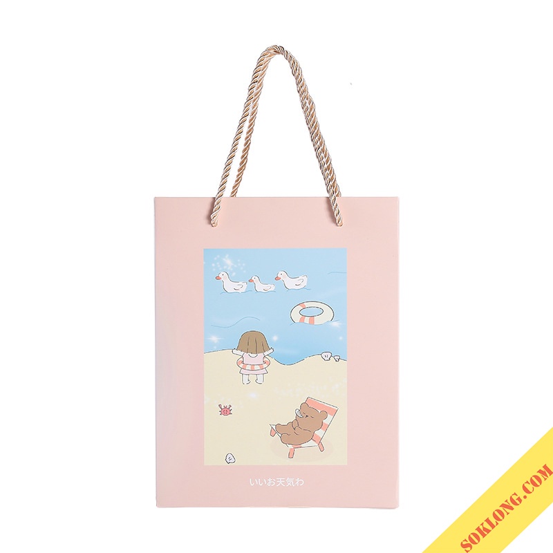 Túi giấy dễ thương hình cô gái hoạt hình - Túi đựng quà cute tặng sinh nhật, kỷ niệm