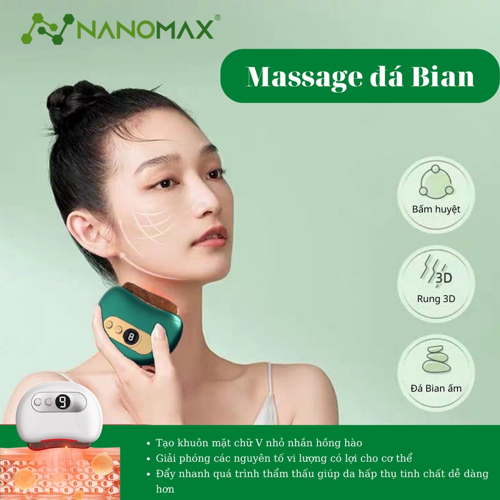 Máy Massage Cầm Tay Mini Toàn Thân Nanomax Mn-01, Cạo Gió Điện Tử, 9 Chế Độ Mát Xa, 3 Chế Độ Nhiệt, Trẻ Hóa Làn Da