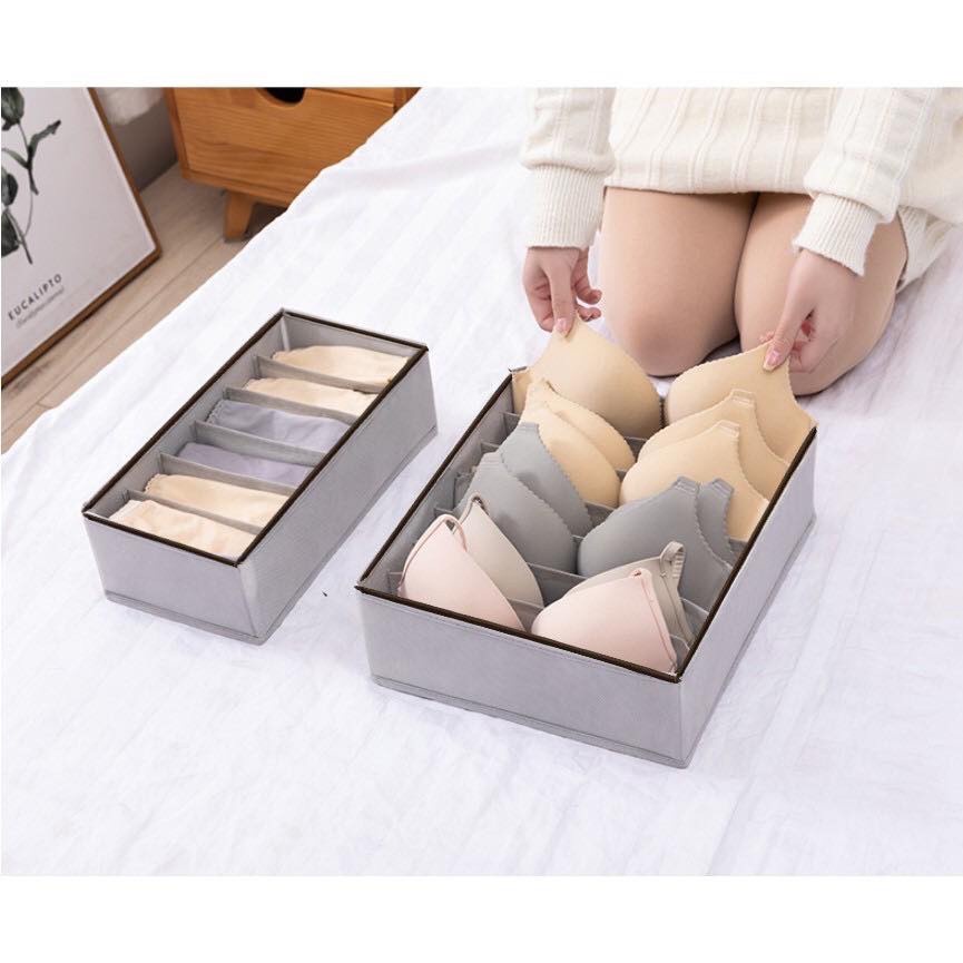 Set 3 Hộp Chia Ngăn Đựng Quần Áo Lót, Tất, Cà Vạt  - Khay Vải Lưới Sắp Xếp Đồ Phụ Kiện Gọn Gàng, Tiện Lợi