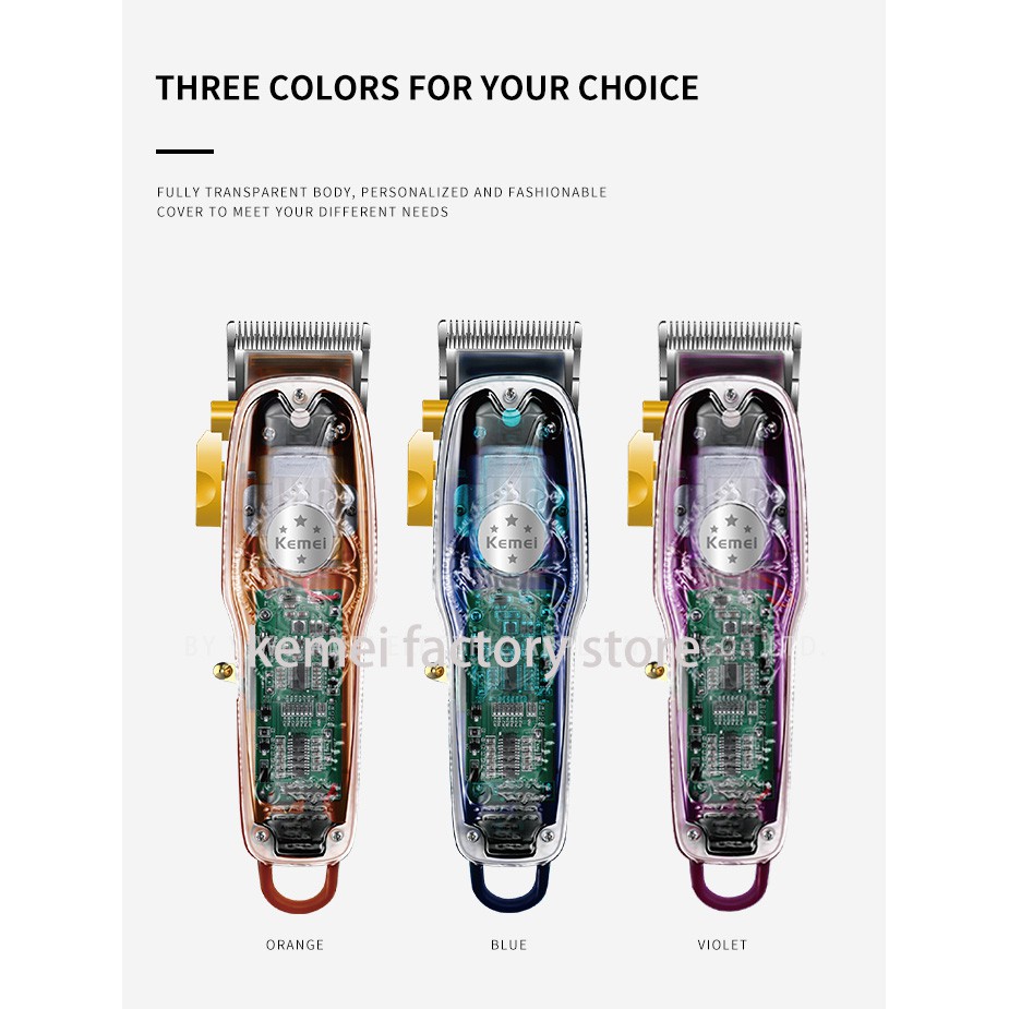 Tông Đơ Cắt Tóc Kemei Km 2706 Pg Bằng Điện Không Dây Vỏ Màu Trong Suốt