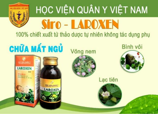Si rô Laroxen thảo dược giúp ngủ ngon tĩnh tâm an giấc giảm suy nhược thần kinh của Học viện Quân Y