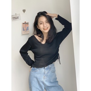 Áo len mỏng cổ cắt V rút dây cạnh LEN50 1994closet