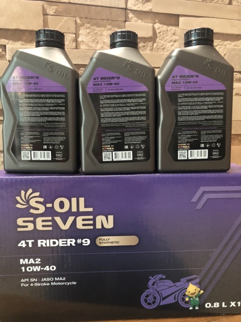 Dầu nhớt S-oil 7 Rider #9 10w40 dung tích 0.8 lít dành cho xe số.