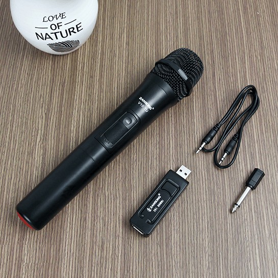 Micro Karaoke không dây cho loa kéo Zansong V10 (đen) - Hỗ trợ các thiết bị có jack cắm 3.5mm và 6.5mm