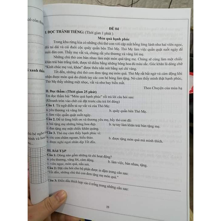 Bộ đề thi giữa kì- cuối kì II Toán+ Tiếng Việt lớp 1,2,3,4,5,6,7,8,9