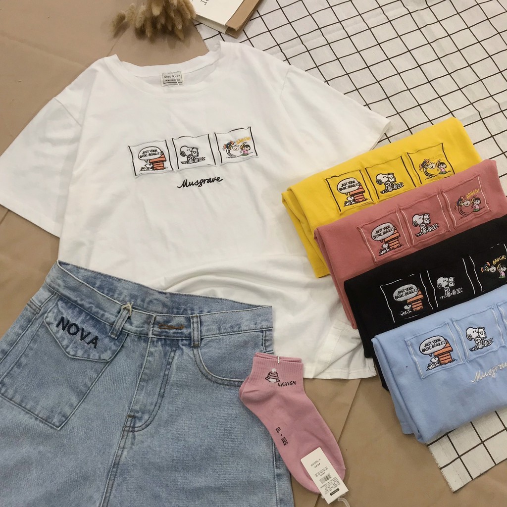Áo Phông Tay Lỡ Đôi Snoopy Unisex Cho Cả Nam Và Nữ Vải Đẹp Và Thoáng Mát [Akistore]