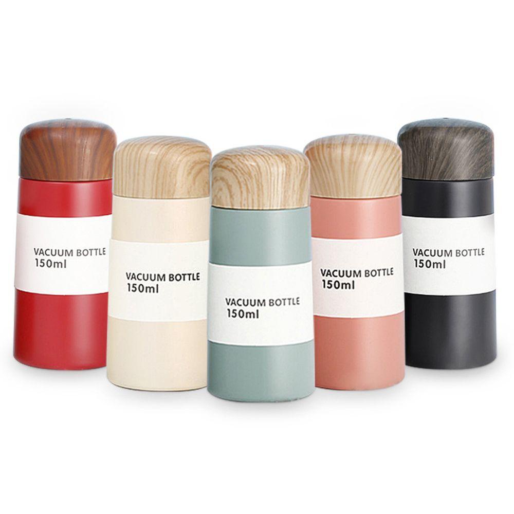Bình Nước Giữ Nhiệt Mini 150ML / 250ML Bằng Thép Không Gỉ Họa Tiết Vân Gỗ Tiện Dụng Mang Theo Du Lịch
