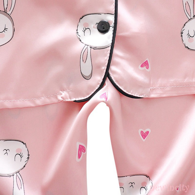 Set đồ ngủ dài họa tiết thỏ hoạt hình dễ thương cho bé