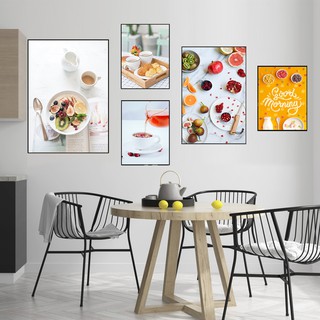 Bộ 5 tranh canvas treo tường trang trí phòng ăn quán cà phê TTC