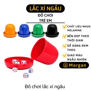 Đồ chơi lắc xí ngầu - bộ xí ngầu kèm 5 viên xúc xắc cho bé chơi 8410