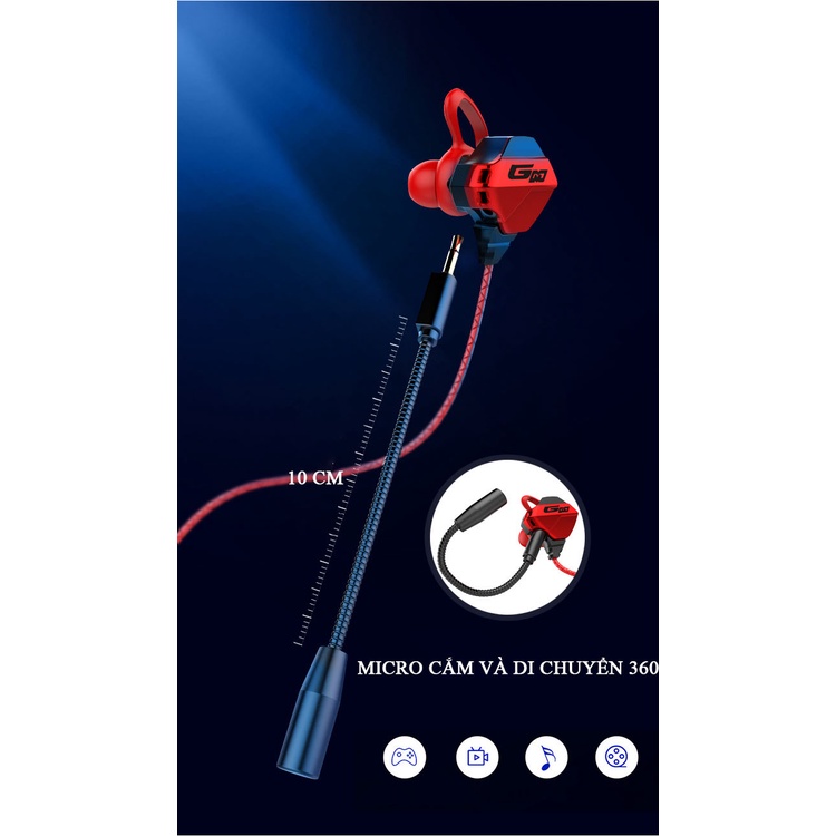 Tai nghe gaming cho điện thoại,Tai nghe gaming G10 với thiết kế cực đẹp có 2 Mic rất chuyên nghiệp
