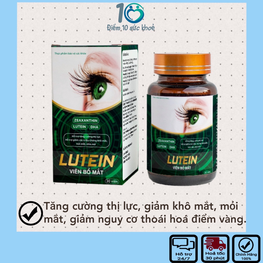 Viên uống bổ mắt LUTEIN tăng cường thị lực, giảm mỏi mắt, đau mắt – Hộp 30 viên