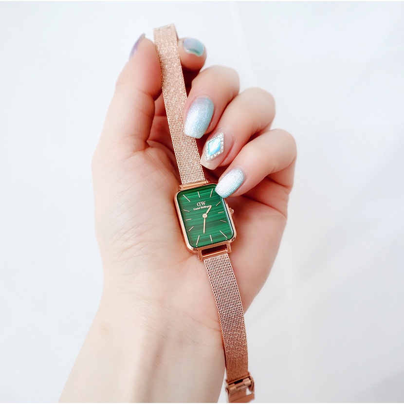 Combo Đồng Hồ Nữ Daniel Wellington Quadro Pressed Melrose Green & Vòng Tay Classic Cuff V1 DW Chính Hãng - OtisWatch
