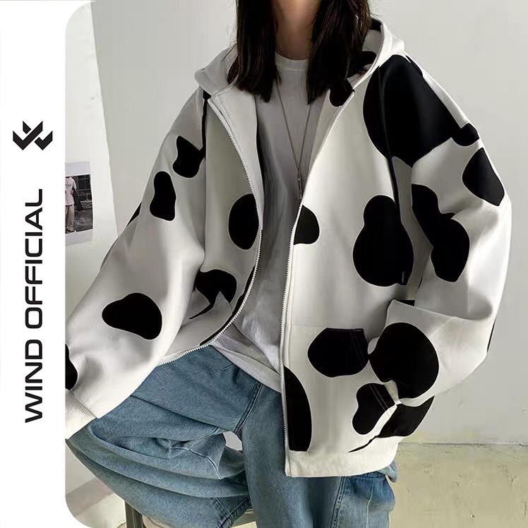 Áo khoác nỉ unisex form rộng cardigan Bò Sữa nam nữ ulzzang Wind | BigBuy360 - bigbuy360.vn