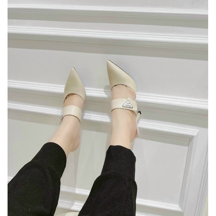 Giày sục mũi nhọn da mờ, gót nhọn 7cm