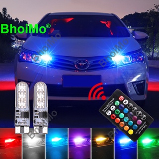 Set 2 đèn LED RGB T10 W5W 6SMD 194 168 5050 màu sắc dùng để trang trí nội thất xe hơi
