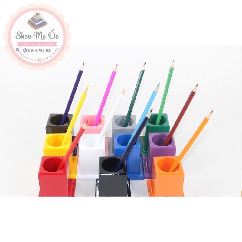 Giáo cụ Montessori - 11 ống màu đựng bút (SET OF 11 COLORED PENCIL HOLDERS)