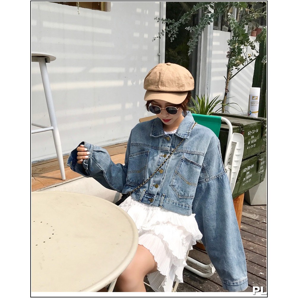 ÁO KHOÁC JEAN NỮ STREN PHỐI CÚC SAU LƯNG SIÊU HOT XỊN PL2-05