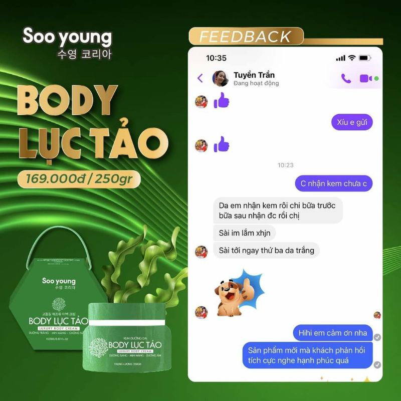 Body lục tảo diệp lục Soo Young chính hãng Nhật Bản 250gr