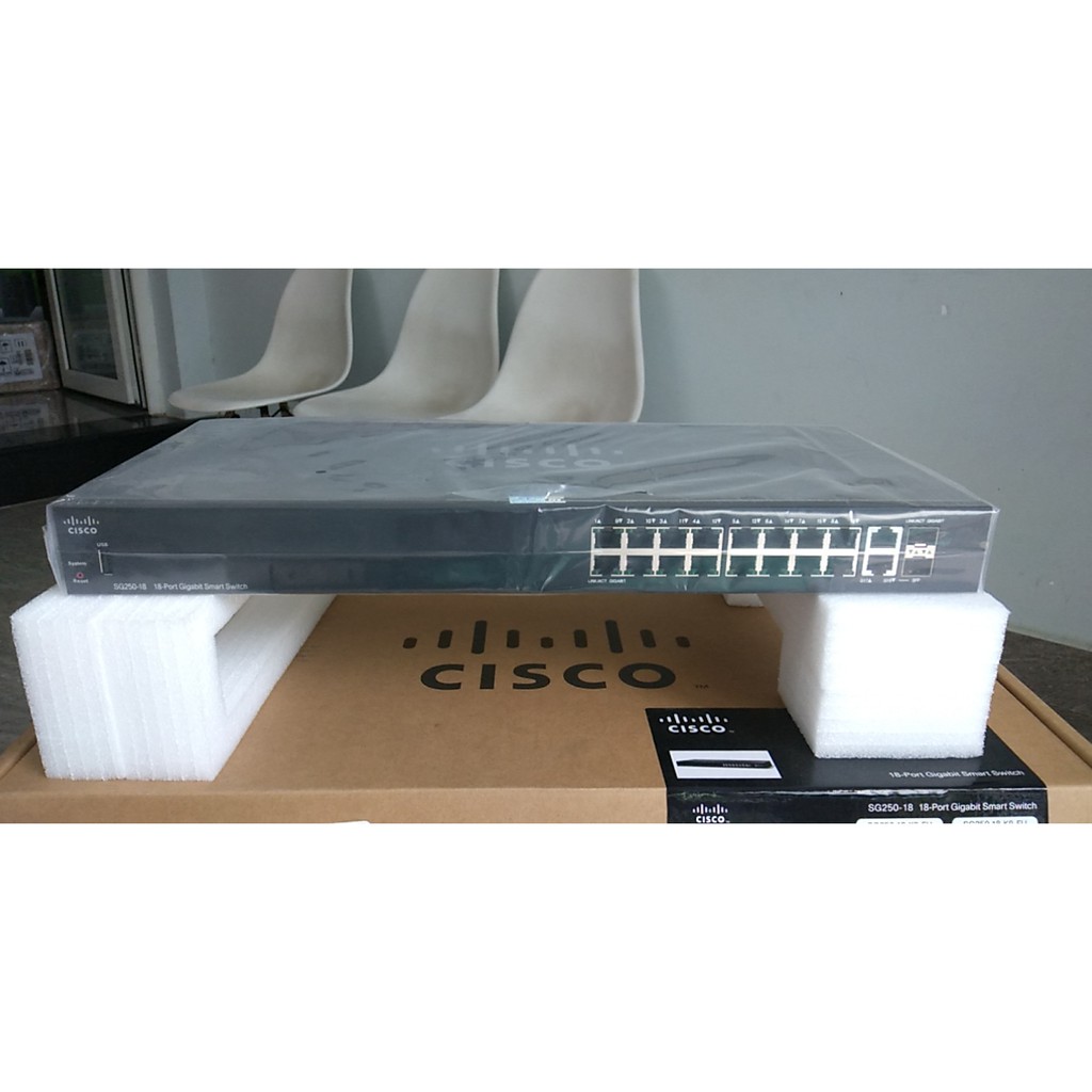 Thiết bị mạng  Cisco SG250-18-K9-EU 18-Port Gigabit Smart Switch - Chính hãng - Mới