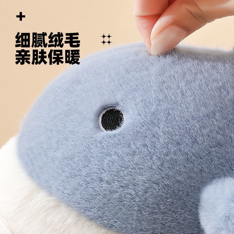 Dép Bông Đi Trong Nhà Đế Dày Chống Trượt Hình Cá Mập Hoạt Hình Cho Cặp