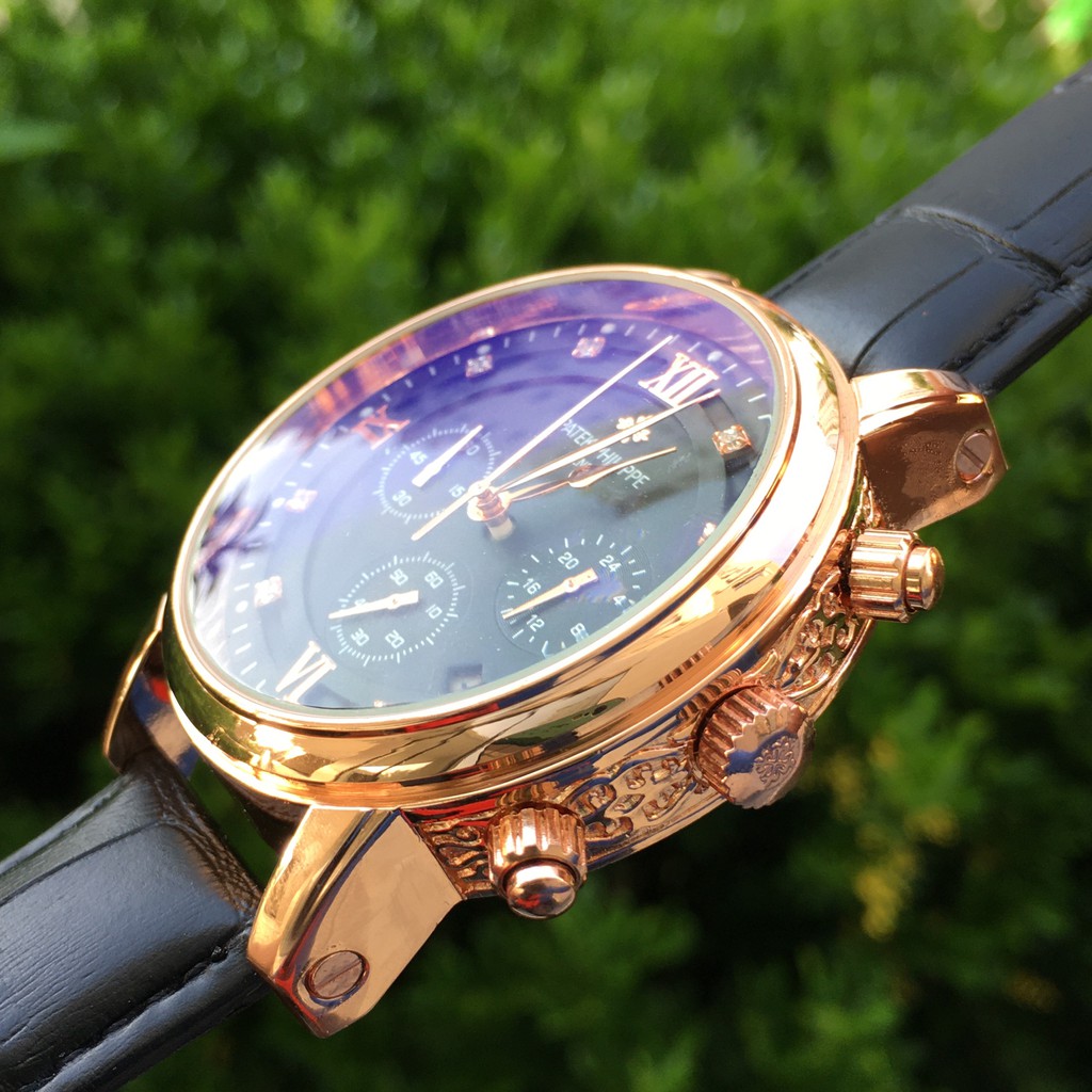 Đồng hồ nam Chronograph P.a.t.e.k phiên bản dây da cao cấp, mặt kính sapphire chống xước, chống nước tốt 3ATM | BigBuy360 - bigbuy360.vn