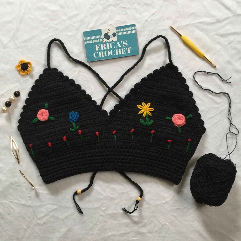 Áo Bikini - Croptop len HandMade họa tiết bông | BigBuy360 - bigbuy360.vn