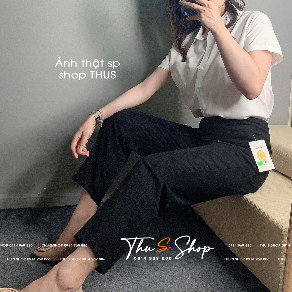 Quần tây công sở nữ THUS, Quần baggy tây mẫu mới form rộng màu trắng/đen/be/ghi Q2D23