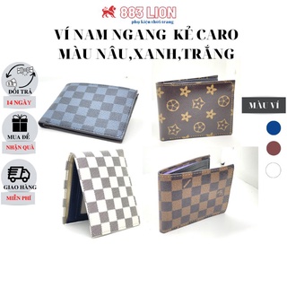 Ví nam ngang,bóp nam kẻ ô vuông caro cao cấp da pu tổng hợp bền chắc