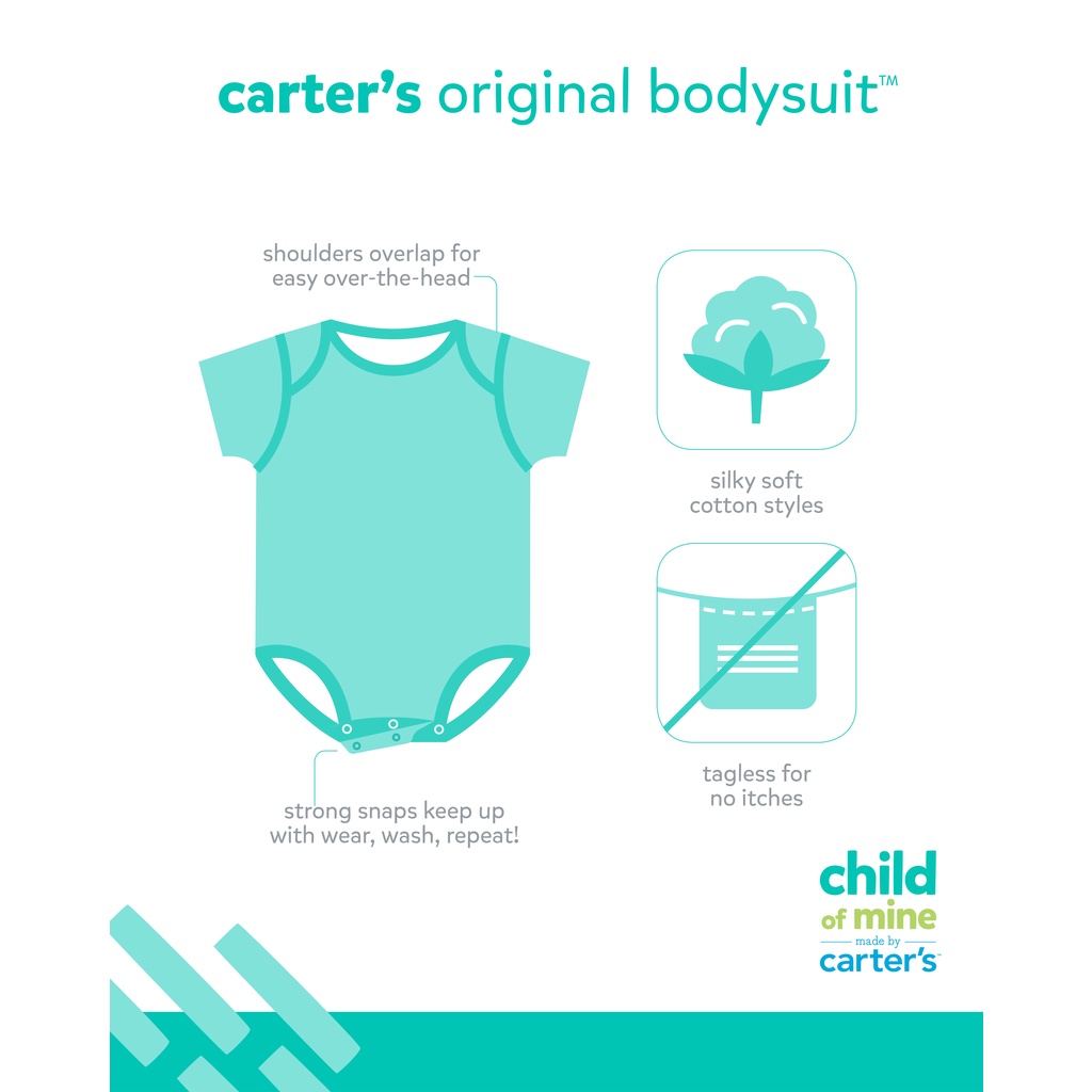 Ảnh thật CARTER Chính hãng SET 3 BỘ Bodysuit Gấu Ô ô cho BÉ TRAI SƠ SINH chất liệu COTTON AN TOÀN