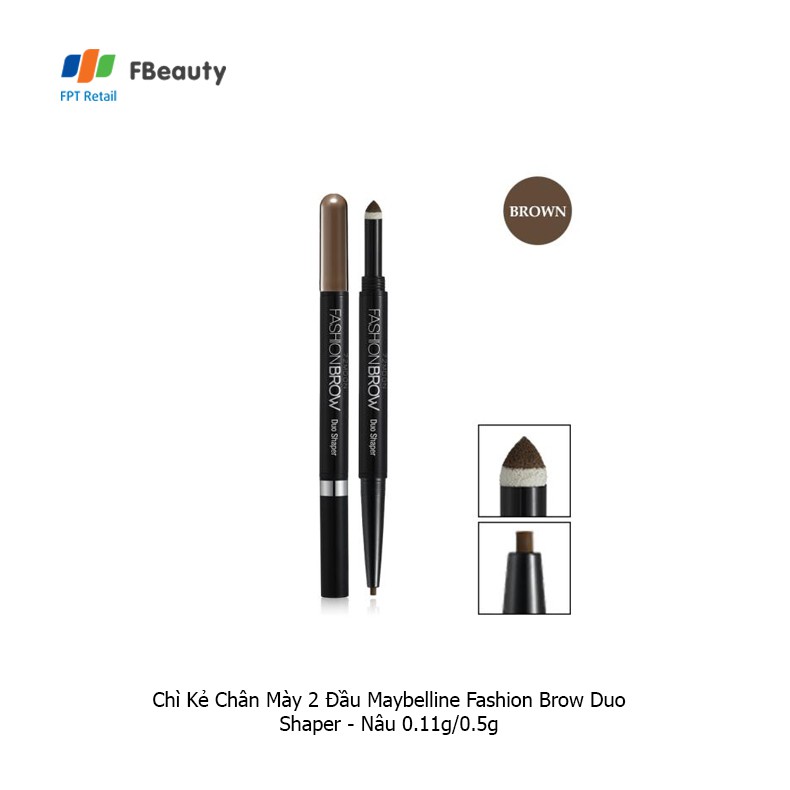 Chì Kẻ Chân Mày 2 Đầu Maybelline Fashion Brow Duo Shaper - Nâu 0.11g/0.5g
