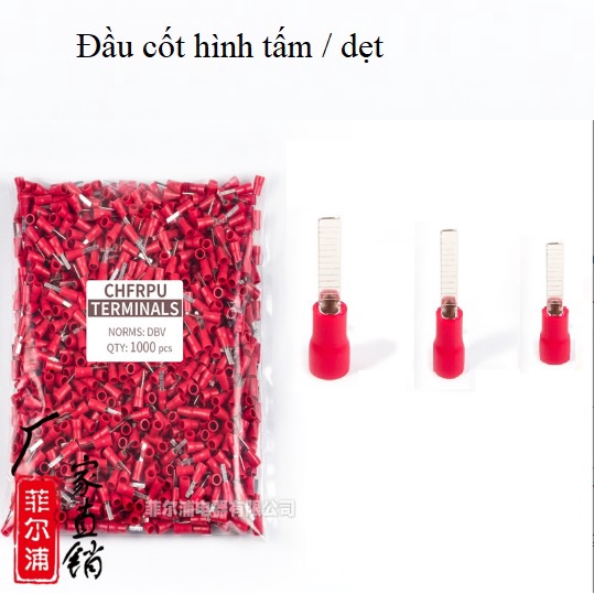 100 chiếc đầu cos kim, đầu cốt, đầu cốt kim, đầu cốt dẹt,đầu cốt dẹp, cốt chữ Y, cốt kẹp dây điện