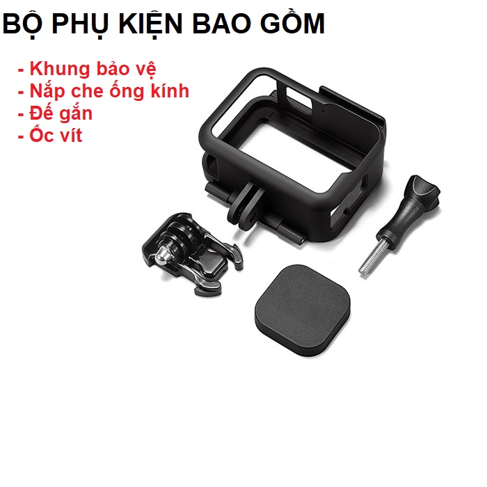 Khung bảo vệ máy quay hành động Gopro 9 / Gopro 10 bằng nhựa có nắp đậy ống kính