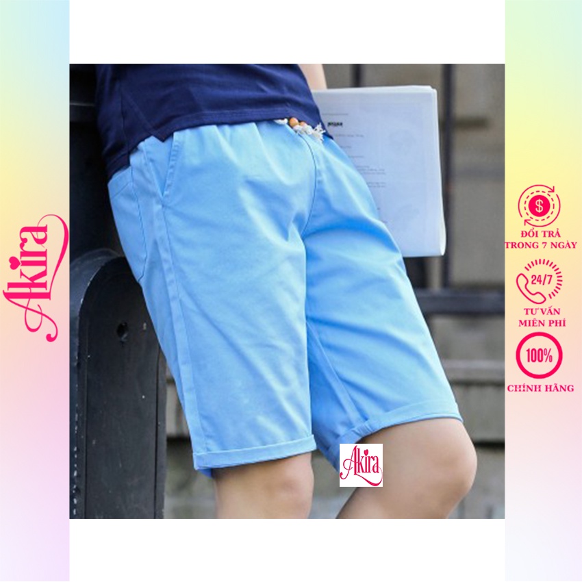 Quần short kaki nam lưng thun vải co giãn bền màu có dây rút thiết trẻ trung và sành điệu Akira