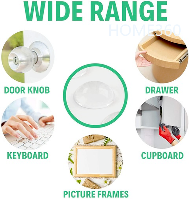 Gói 50 tấm đệm cao su trong suốt tự dính giảm âm chống va chạm cho ngăn kéo/cửa tủ/mặt bàn/tủ đựng chén đĩa/khung ảnh