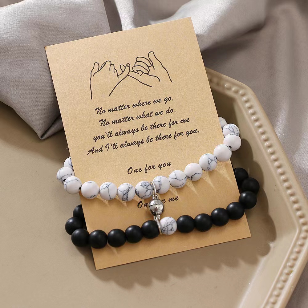 [Cois N] Set 2 Vòng Tay Chuỗi Hạt Từ Tính Quyến Rũ Thích Hợp Làm Quà Valentine Cho Cặp Đôi