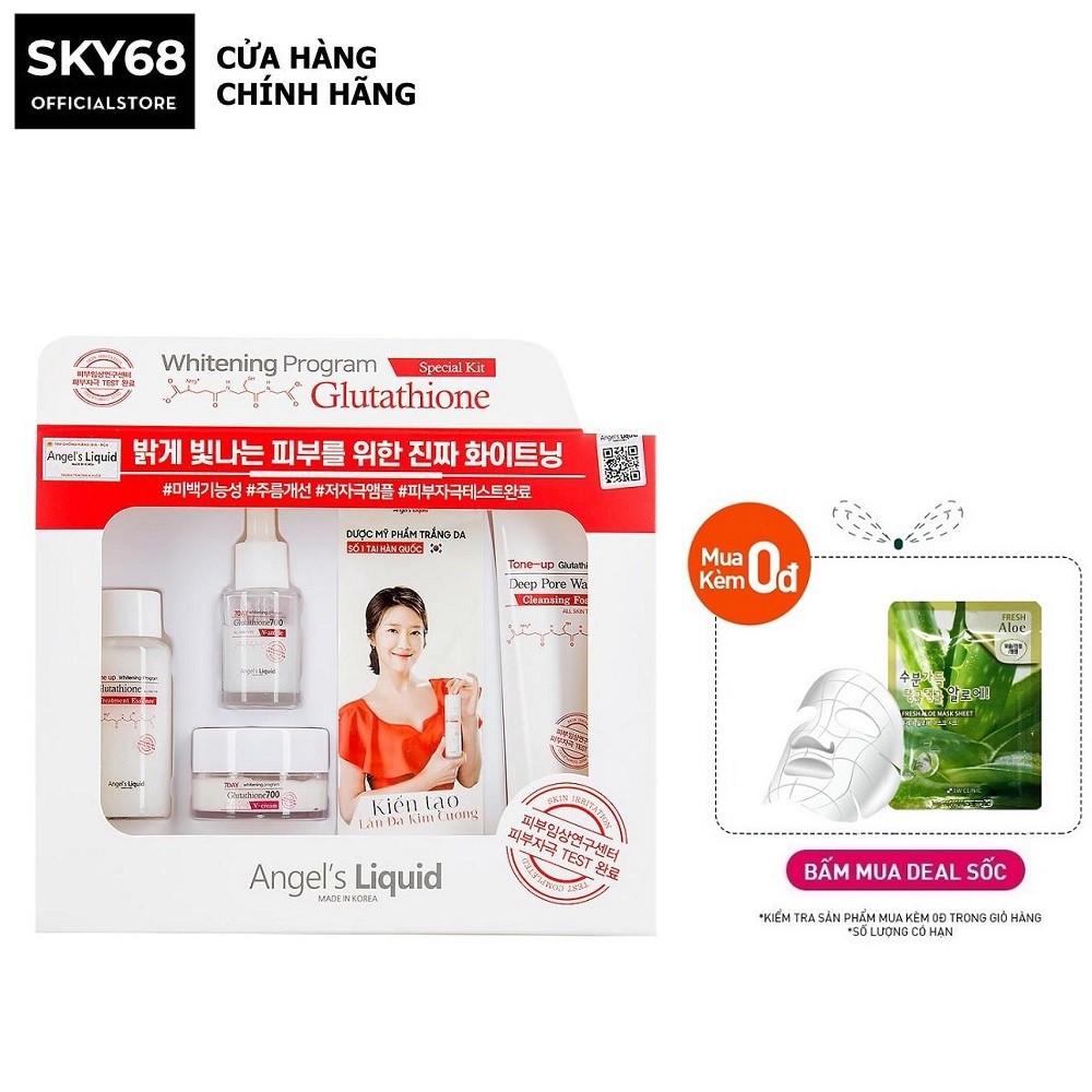 Bộ Kit 4 Món Dưỡng Sáng Da, Mờ Thâm Nám Angel's Liquid Whitening Program Glutathione Special Kit