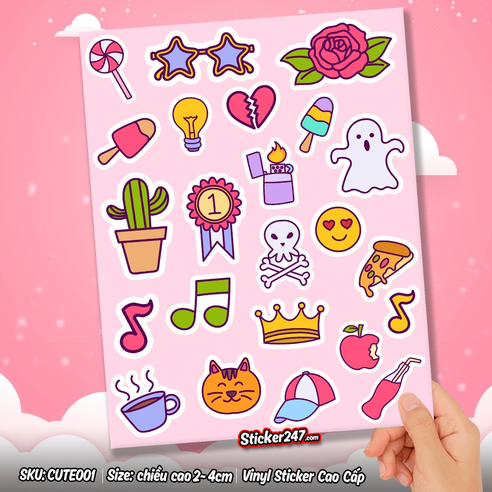 𝑭𝒓𝒆𝒆𝒔𝒉𝒊𝒑 Sticker Hình Dán Trang Trí Cute ▪️ Chống nước ▪️ Vinyl Sticker Cao Cấp ▪️ CUTE001 ▪️ Sticker 247