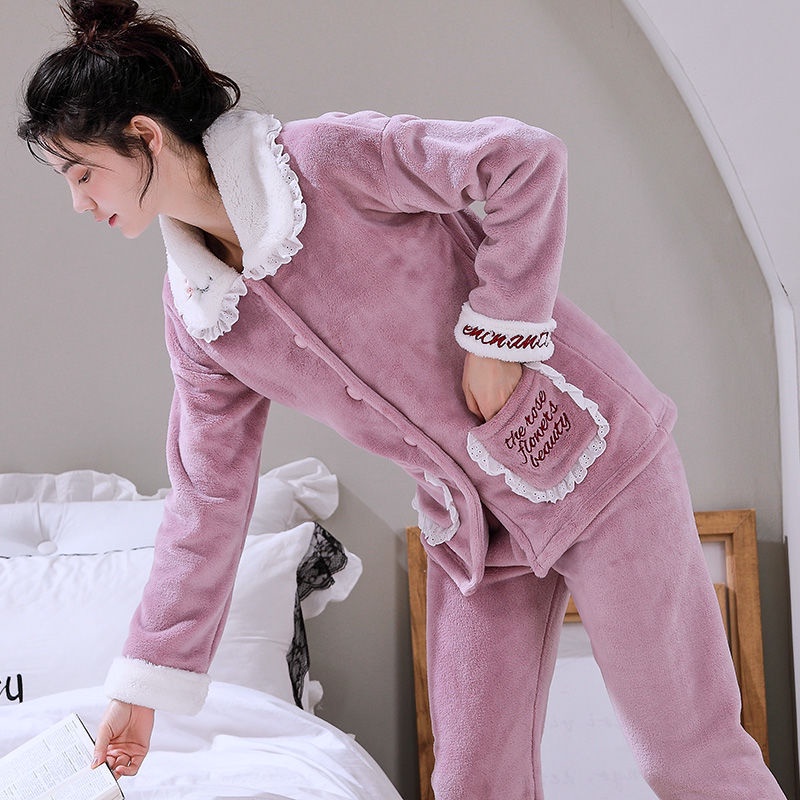 Bộ đồ ngủ chất nhung dày dặn cỡ lớn thời trang thu đông mới cho nữ | BigBuy360 - bigbuy360.vn