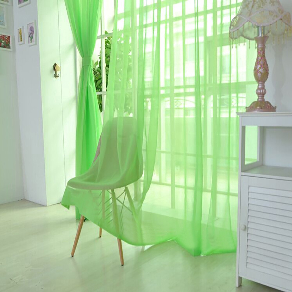 Rèm cửa trang trí 1 màu bán trong suốt bằng vải tulle + voile 1x2m