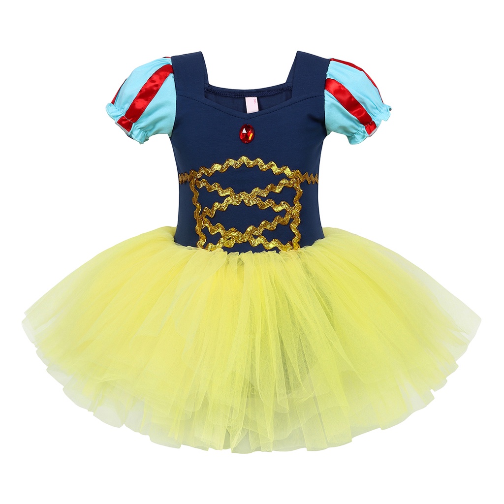 Đầm Công Chúa Tay Ngắn In Hình Công Chúa Bạch Tuyết Aisha Dành Cho Bé Gái Tập Múa Ba Lê