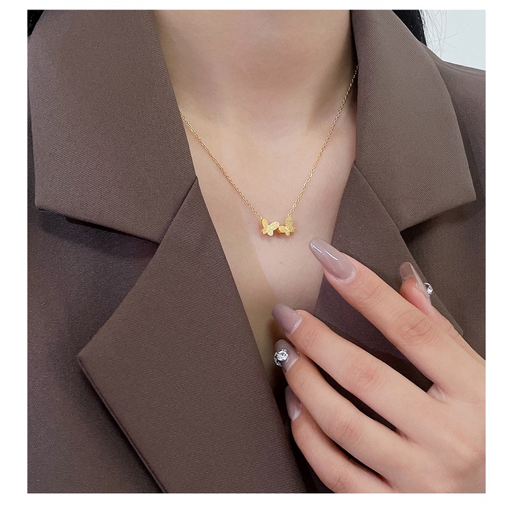 Dây chuyền titan bướm đôi mini phun cát TT5677  - CAM KẾT KHÔNG GỈ, KHÔNG BAY MÀU - BẢO HÀNH 12 THÁNG.