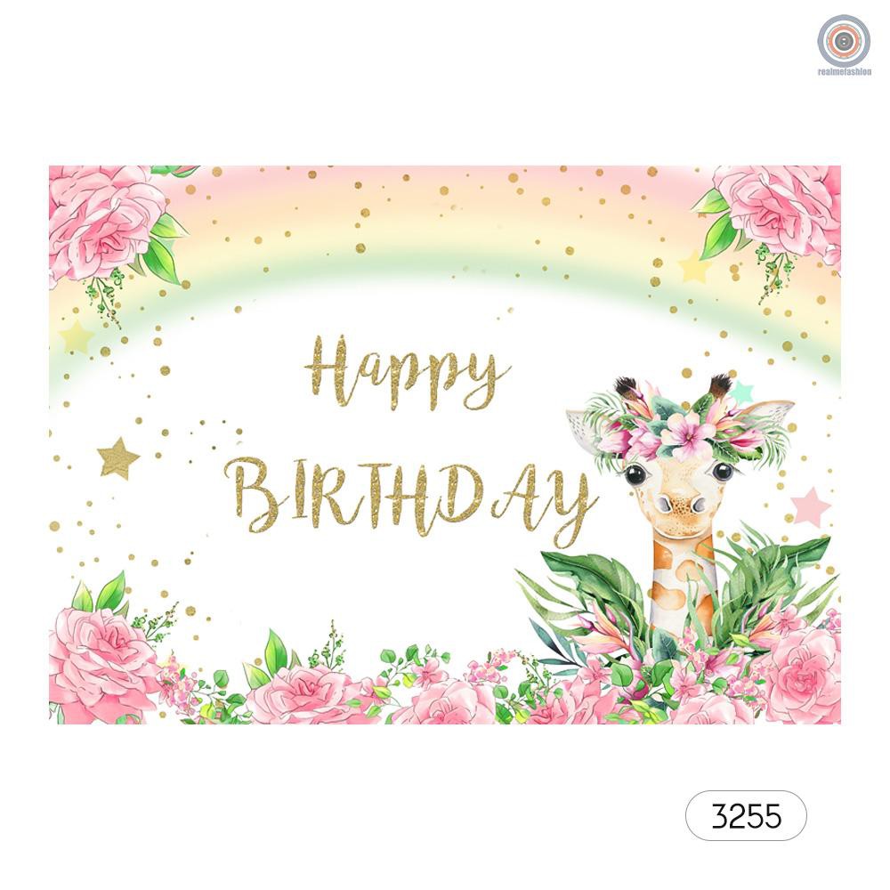 Phông Nền Chụp Ảnh Hình Chữ Happy Birthday Rmf7x5ft # 3256