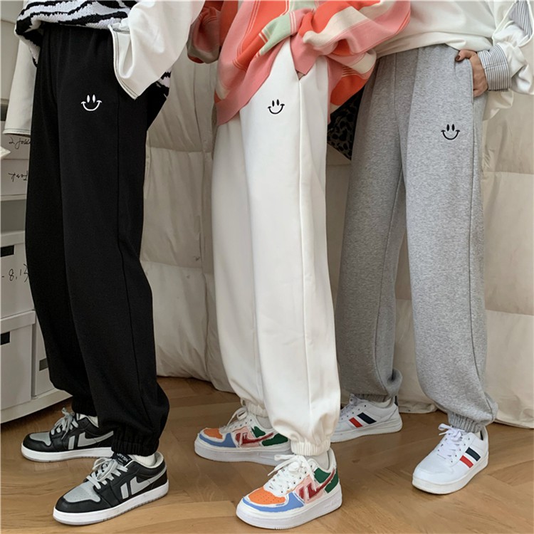 Long trousers / thick casual pants / Korean version of high waist slimming embroidered trousers / all-match pants / sports and leisure trousers / women's clothing / pants