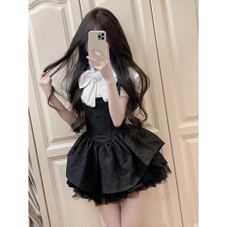 Đầm Xòe Công Chúa Hai Dây Màu Đen Thời Trang Mùa Hè Cho Nữ