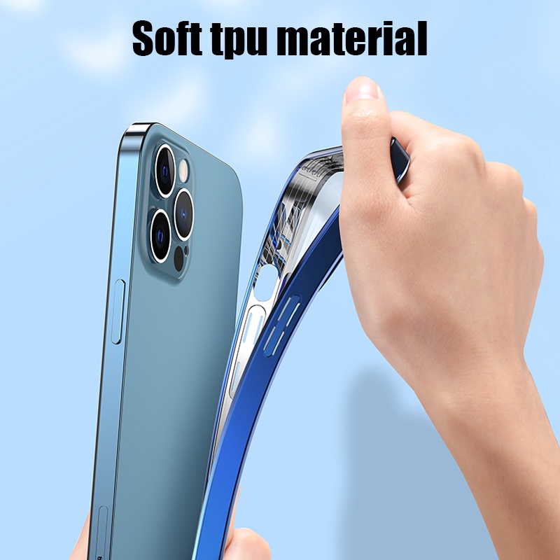 Ốp điện thoại TPU mềm hình vuông viền màu nhiều màu lựa chọn cho iPhone 12 mini pro Max 11