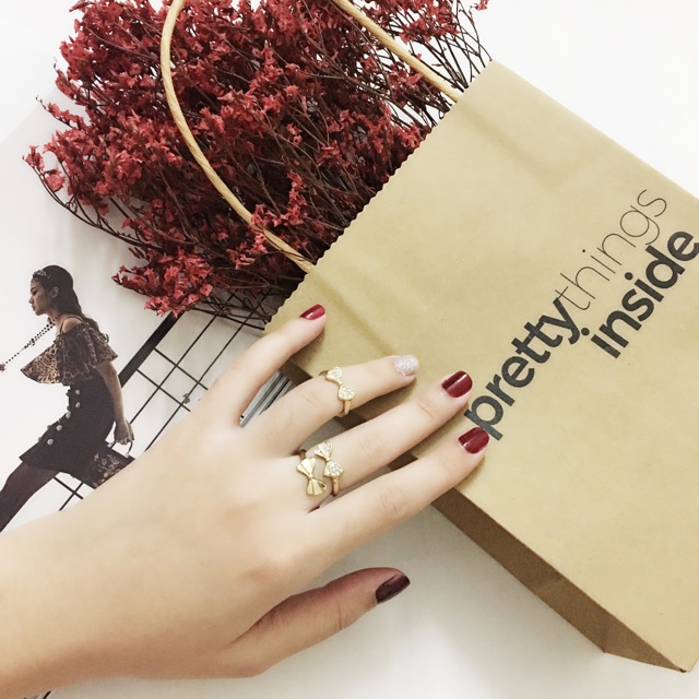 NHẪN SET MIDI RINGS NƠ TRÁI TIM