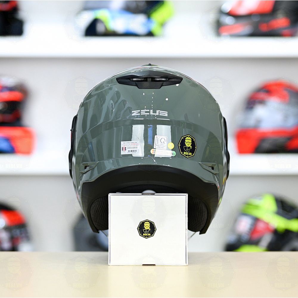 Mũ 3/4 2 Kính Zeus 613B Xám Bóng Tặng Kèm Mái Che Có Thể Tháo Rời