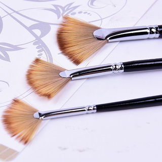 Bộ 3 cọ vẽ tranh màu nước nghệ thuật thân acrylic sơn dầu sợi lông nylon ống đồng màu sắc hỗn hợp đầu dạng quạt