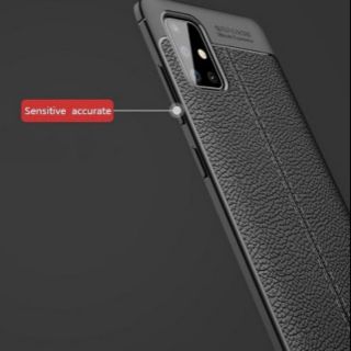 Ốp lưng silicon Samsung Galaxy A51/A71 giả da chống sốc Auto Focus MÀU ĐEN